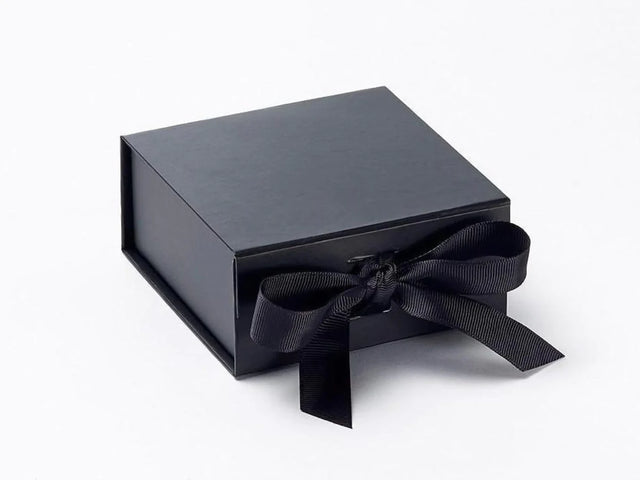 Black Small Gift Boxes with fixed grosgrain ribbon