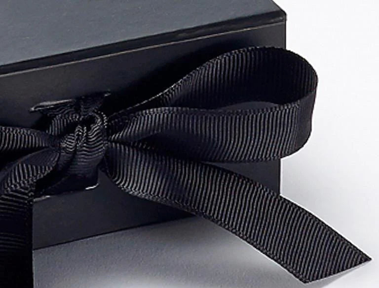 Black Small Gift Boxes with fixed grosgrain ribbon