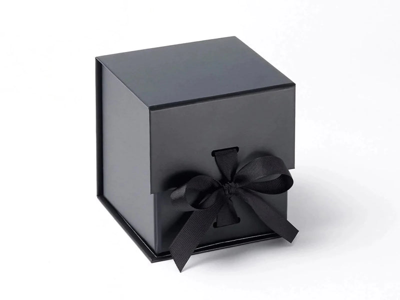 Black Large Cube Gift Boxes with changeable ribbon