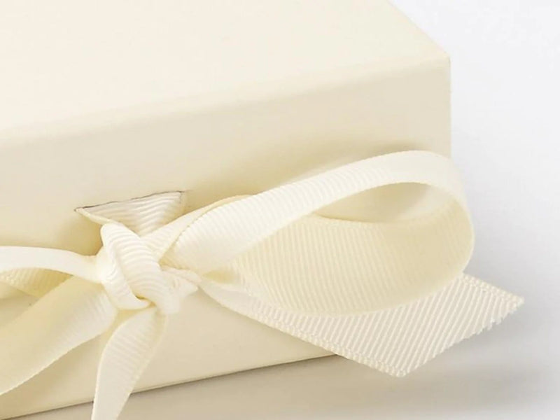 Ivory Small Gift Boxes with fixed grosgrain ribbon