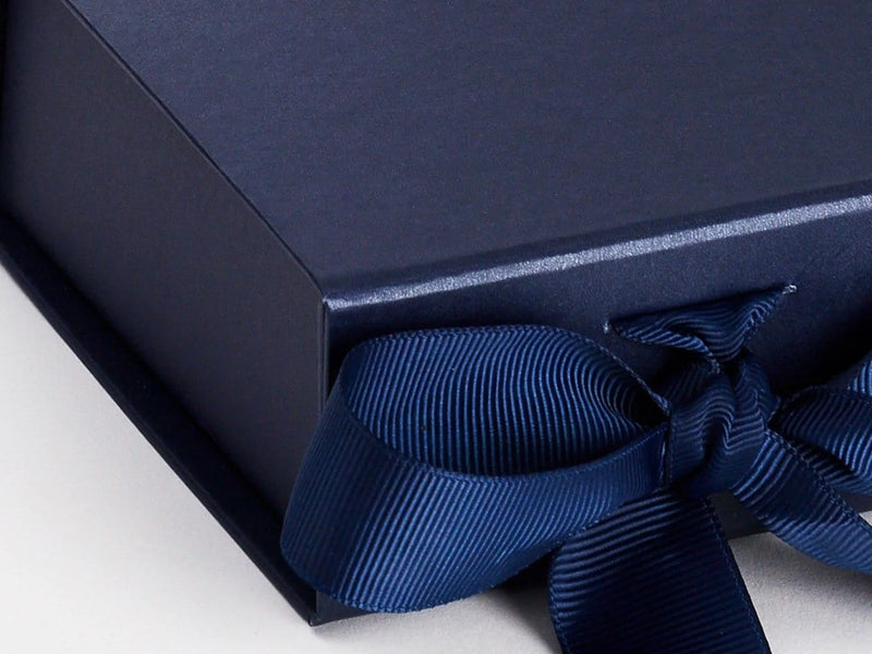 Navy Blue Small Gift Boxes with fixed grosgrain ribbon