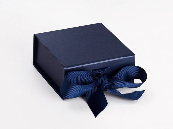 Navy Blue Small Gift Boxes with fixed grosgrain ribbon