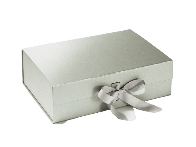 Silver A4 Deep Gift Boxes with changeable ribbon