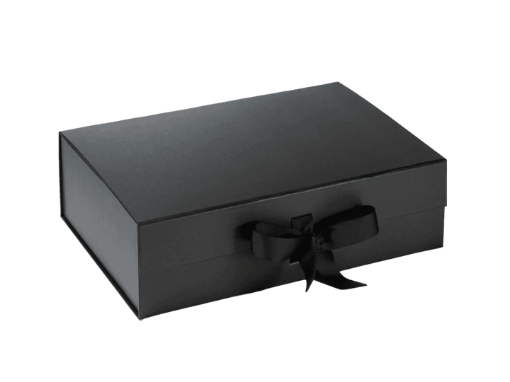 Black A3 Shallow Gift Boxes with changeable ribbon