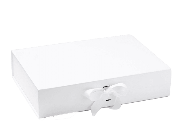 White A3 Shallow Gift Boxes with changeable ribbon