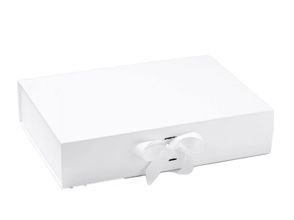 White A3 Shallow Gift Boxes with changeable ribbon