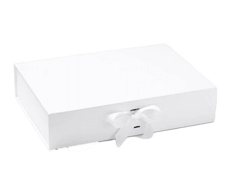 White A3 Shallow Gift Boxes with changeable ribbon